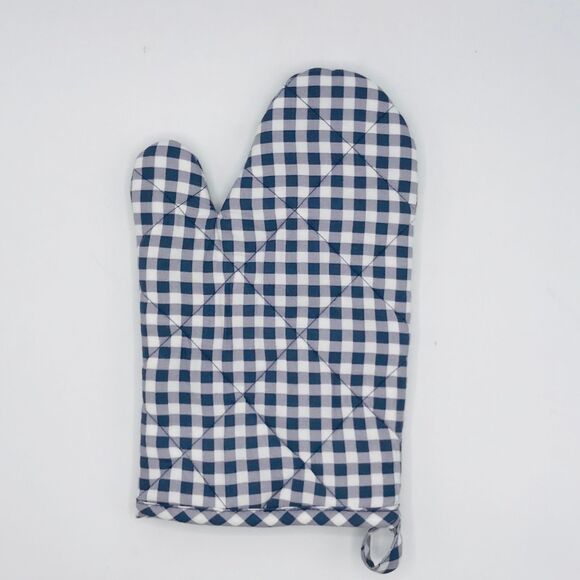 Oven Mitt, Finger Hotpad, and Potholder, Navy Blue Gingham, 3 Pc Baking Gift Set - Picture 3 of 10